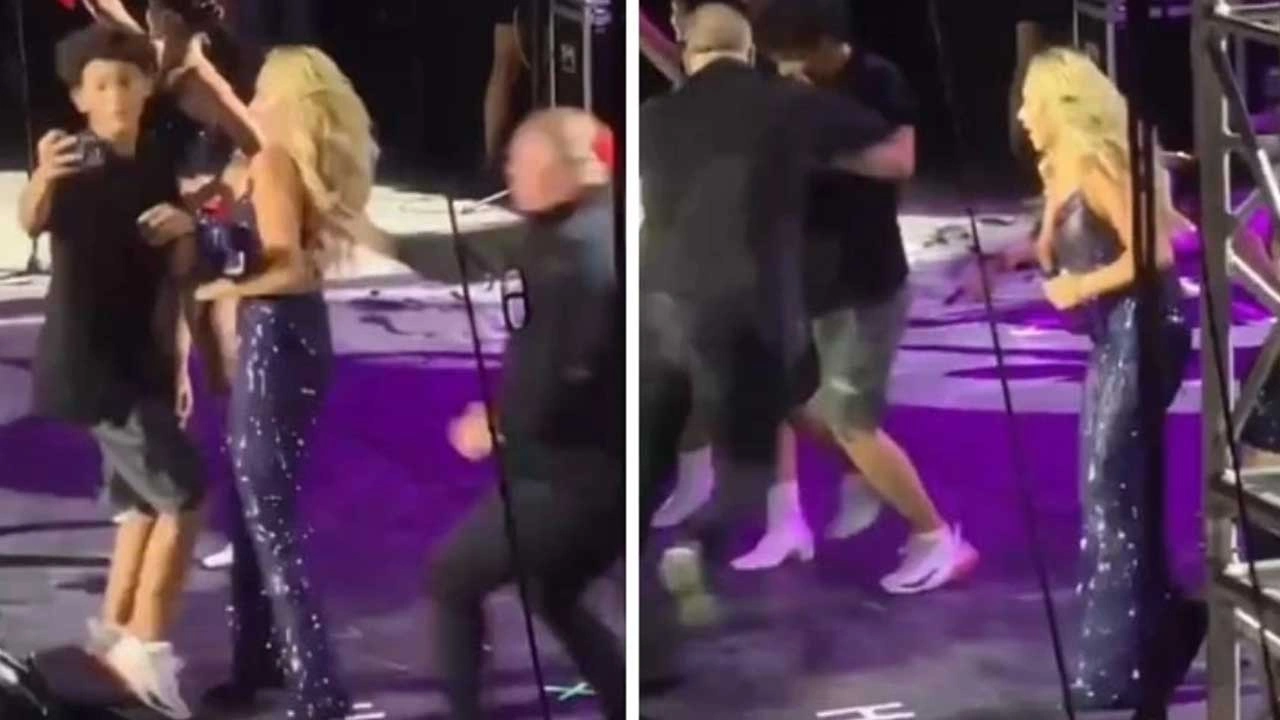 Hayranı sahneye atladı, Hadise darbe aldı