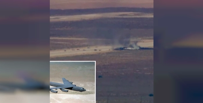 B-52 bombardıman uçağı kalkıştan kısa süre sonra California'da düştü