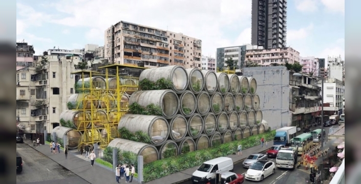 Hong Kong'da dev su borusundan evler inşa ediliyor