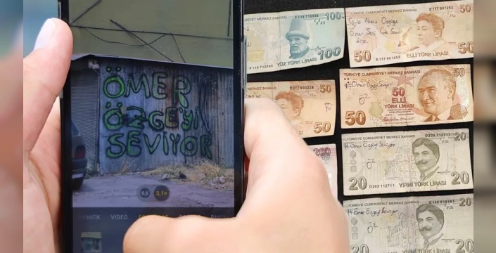 Adana'da gizemli aşk hikayesi: Ömer ve Özge duvarları süslüyor