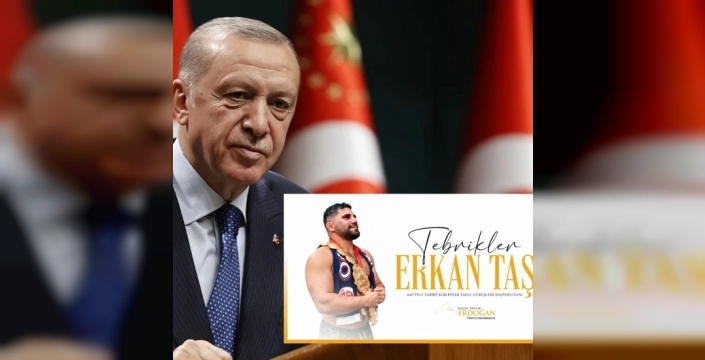 Cumhurbaşkanı Erdoğan, Kırkpınar'ın yeni başpehlivanı Erkan Taş'ı kutladı