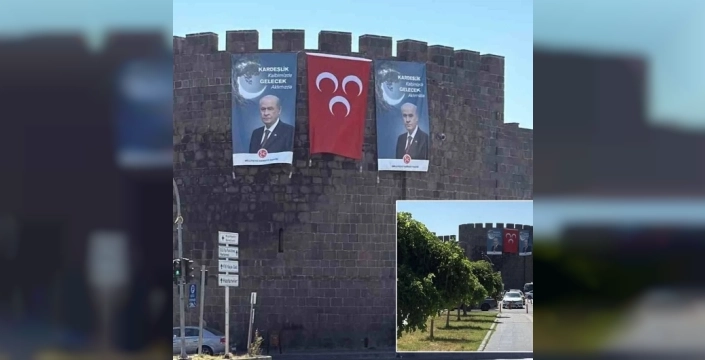 Diyarbakır surlarında Bahçeli posteri ve kardeşlik mesajı dikkat çekti
